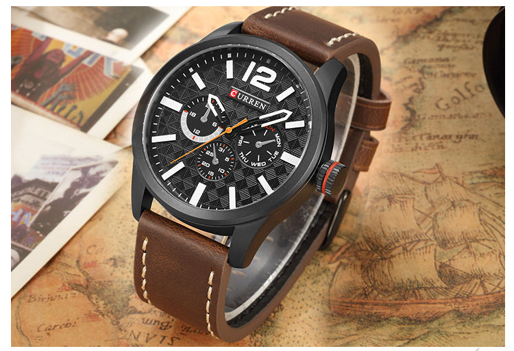 Luxury Brand YSYH Analog Sports Watch Leather Strap Quartz Men Wristwatch