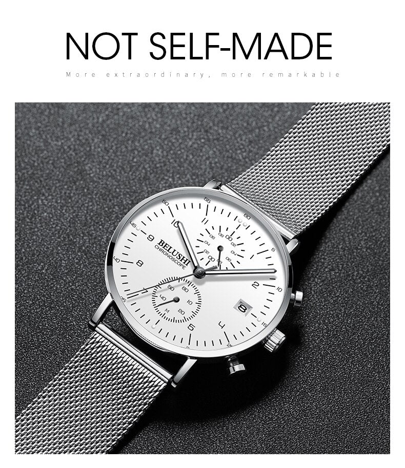 YSYH Man Watches Waterproof Sport Wrist Watch Clock Male Leather Strap Chronograph Men Gift Minimalist Watch