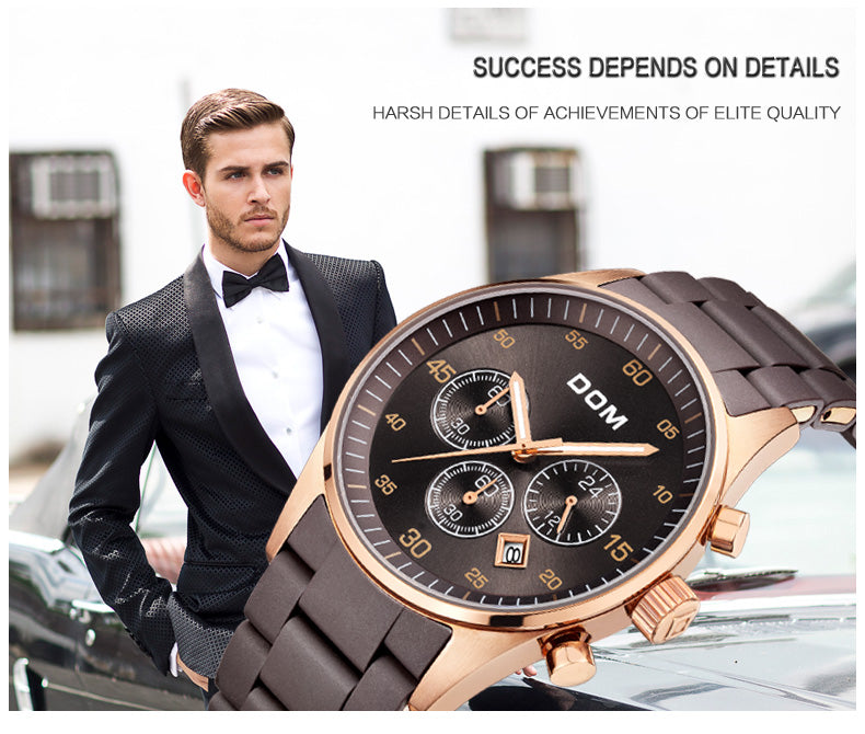 YSYH Men's Watch Calendar Week Show Waterproof Luminous Quartz Watch Men High Quality Movement Clock Gold
