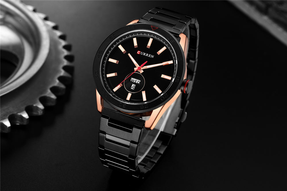 YSYH Luxury Watches Mens Casual Quartz Watch Male Clock Stainless Steel Band Waterproof Wristwatch with Week