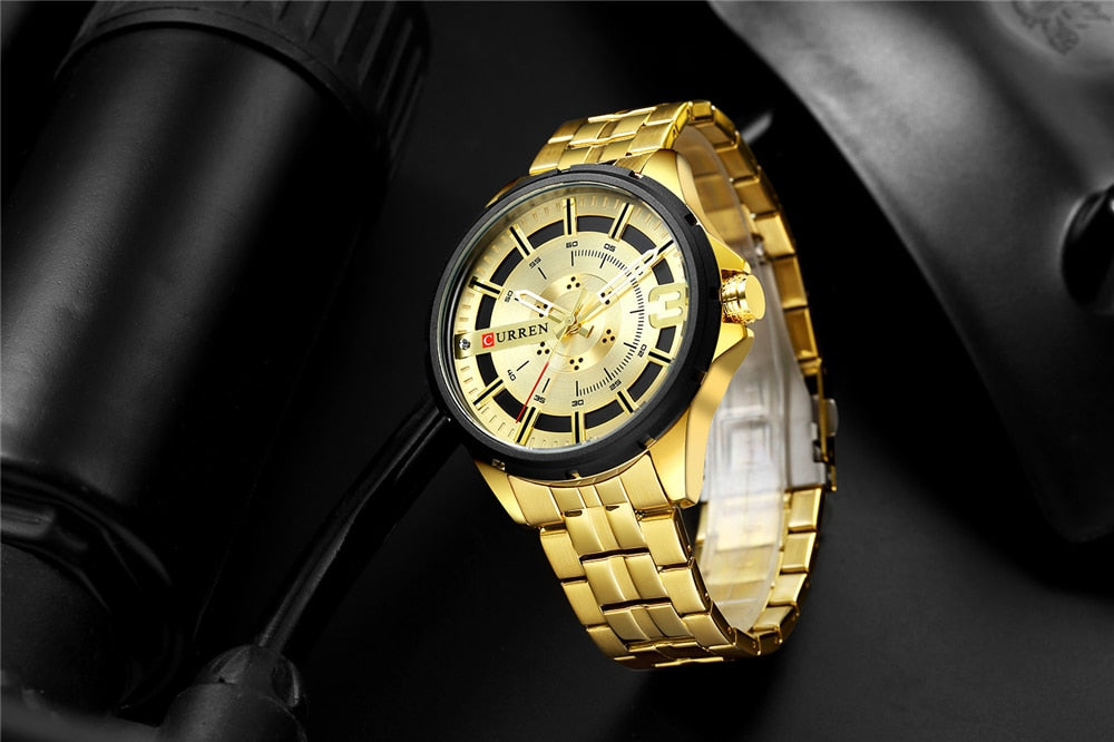 YSYH Gold Watches for Men Watch Business Men's Clock Fashion Quartz Stainless Steel Wrist watches Waterproof