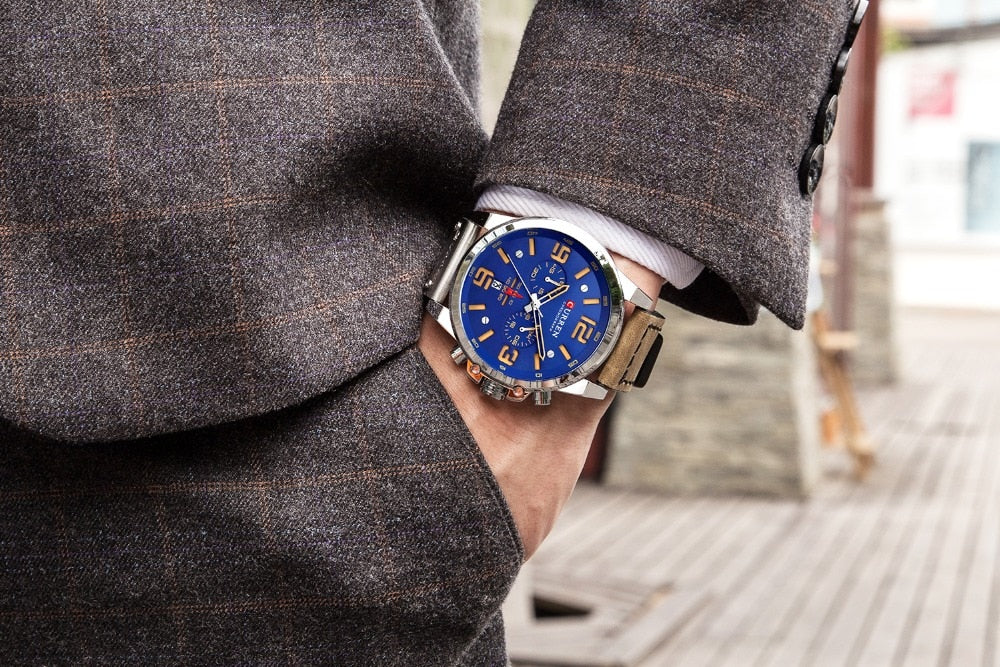 YSYH Men Watch Luxury Mens Quartz Wristwatches Male Leather Military Date Sport Watches