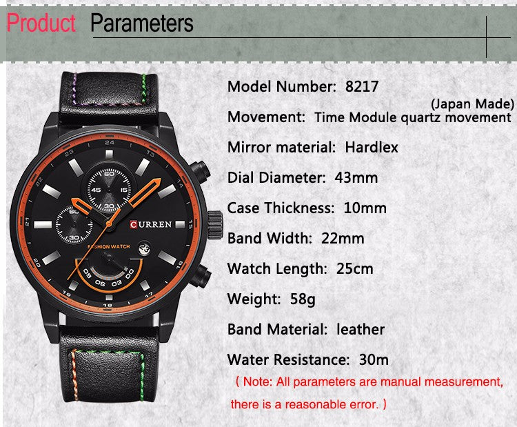 YSYH Man's Clock Analog Sport Watches Men's Leather Quartz Wrist Watch Man Clock Hombre Gifts For Men
