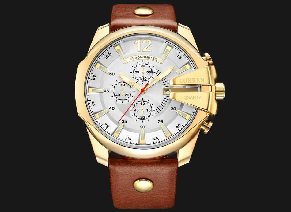 YSYH Luxury Leather Strap Sport Men Quartz Watch Military Male Clock