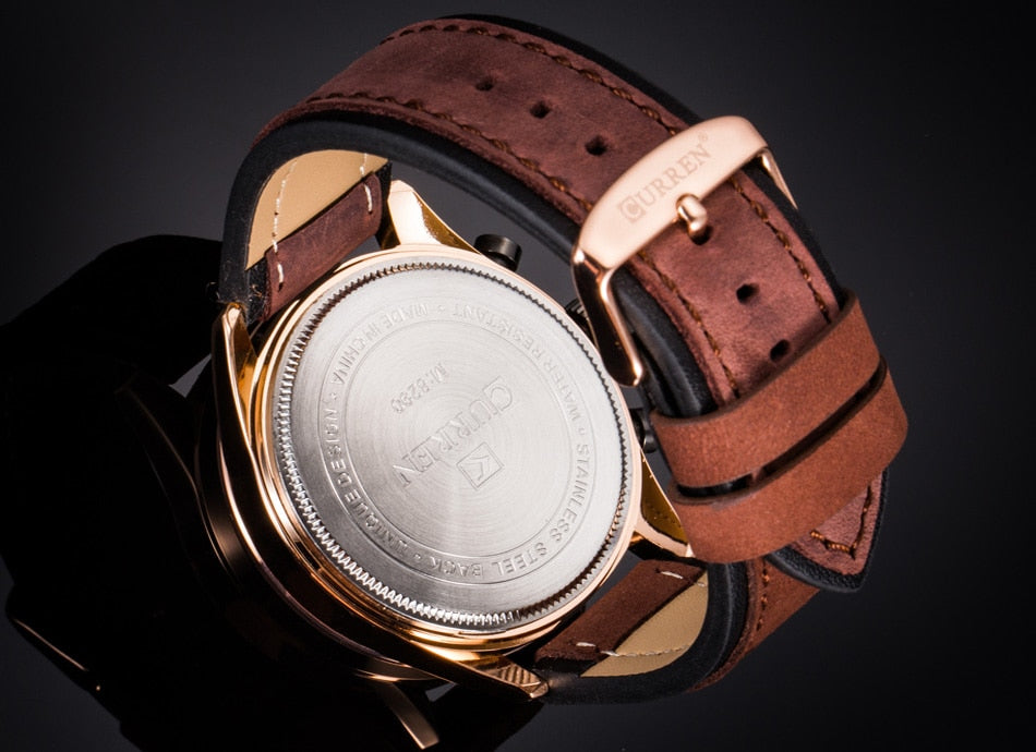 YSYH Brand Luxury Casual Military Quartz Sports Wristwatch Genuine Leather Strap Male Clock Chronograph Date Men Watches