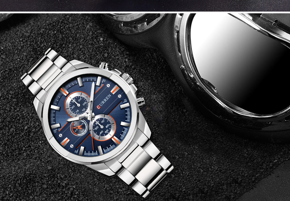 YSYH Classic Stainless Steel Strap Watches Men Military Analog Quartz Wristwatch For Mens Clock Casual Male Watch