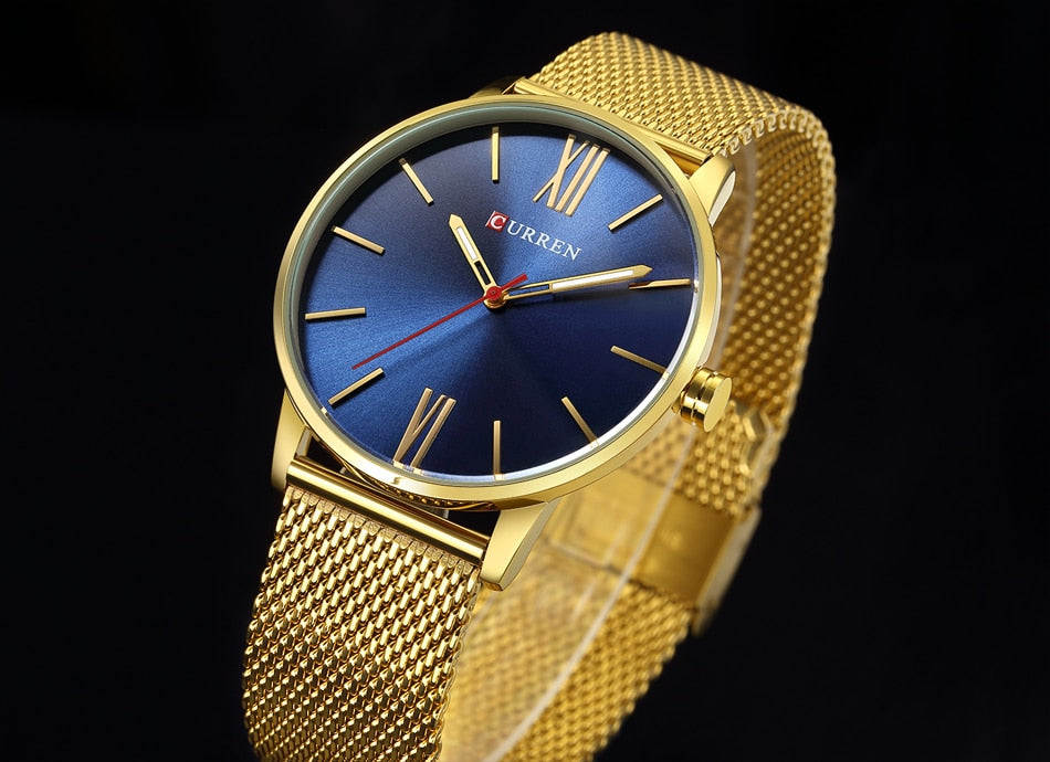 Golden Men Watch YSYH Quartz Watches Full Stainless Steel Band Simple Wristwatch