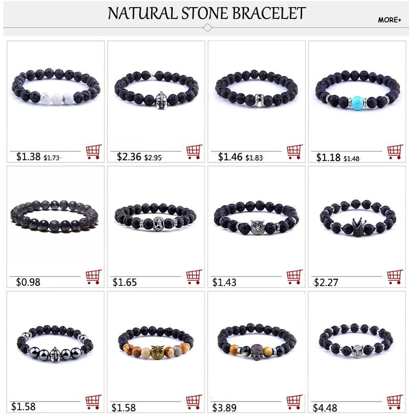 Lava Stone Bracelet Black Buddha chakra White Turquoised Beads Bracelet-Bracelet-Rossny