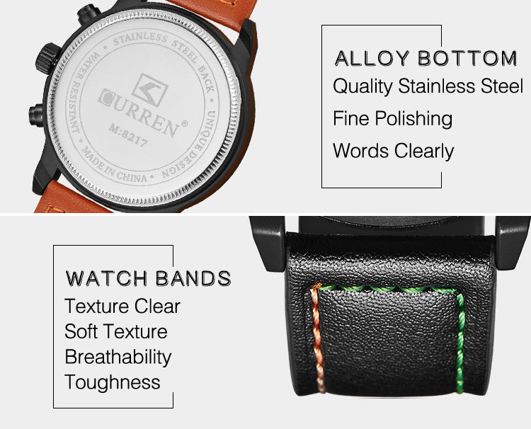 YSYH Men's Casual Analog Sport Quartz Watch Men Watches High Quality Leather Drop Shipping Wristwatch Male Clock