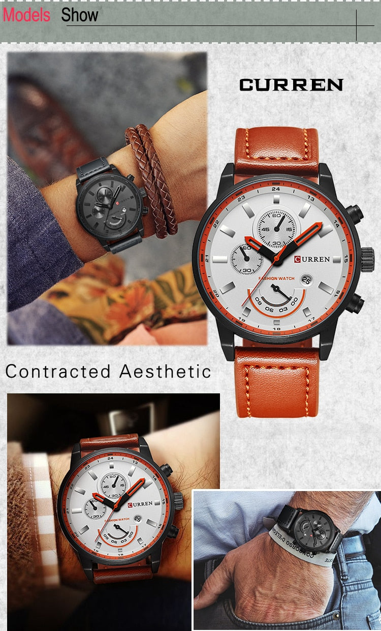 YSYH Men's Casual Analog Sport Quartz Watch Men Watches High Quality Leather Drop Shipping Wristwatch Male Clock