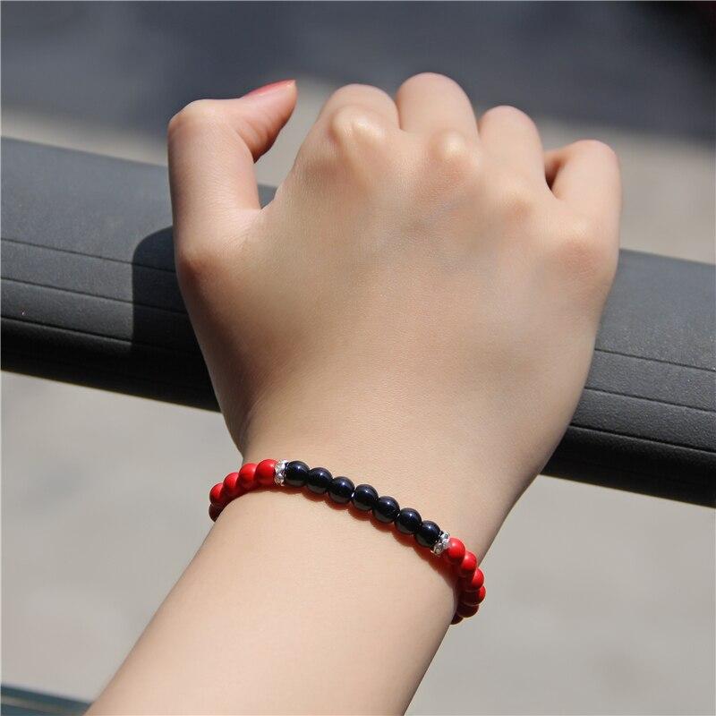 Black Onyx Stone Beaded Bracelet Turquoises Strand Bangle Buddha Jewelry-Bracelet-Rossny
