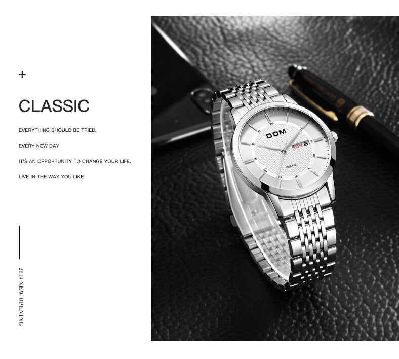 YSYH Men's Watches Ultra-thin Business Casual Leather Wrist Watch Calendar Display Waterproof Multi-function Quartz Clock