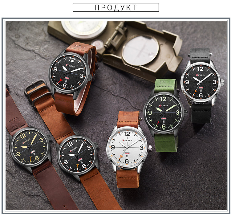 YSYH Simple style Calendar Casual Men Watches Leather Strap Male Clock Quartz Week Display Wrist Watch