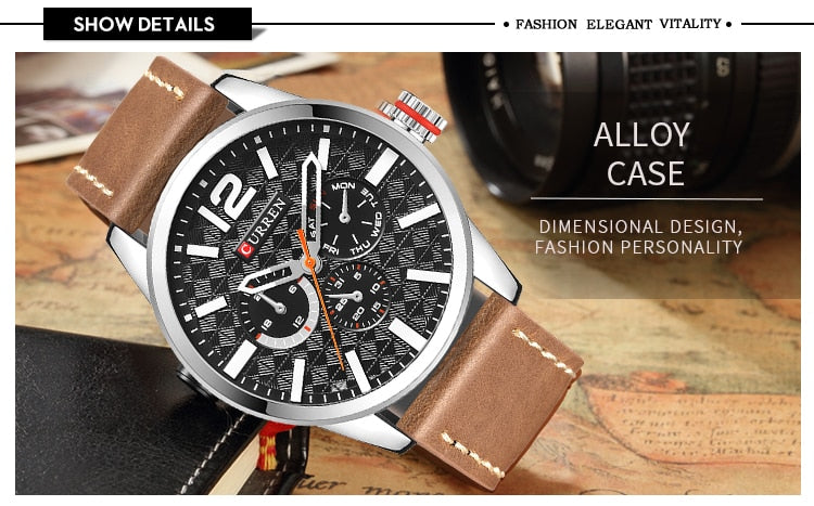 Luxury Brand YSYH Analog Sports Watch Leather Strap Quartz Men Wristwatch