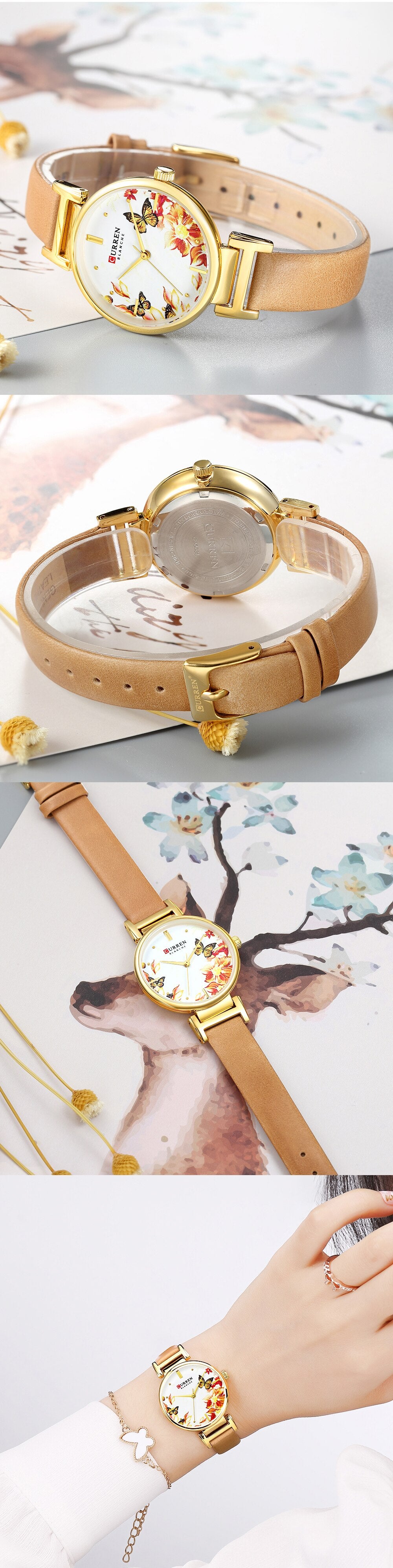 YSYH Leather Women Watch Summer Quartz Ladies Wristwatch Relojes Female Clock Fashion Flower Dial Reloj Mujer