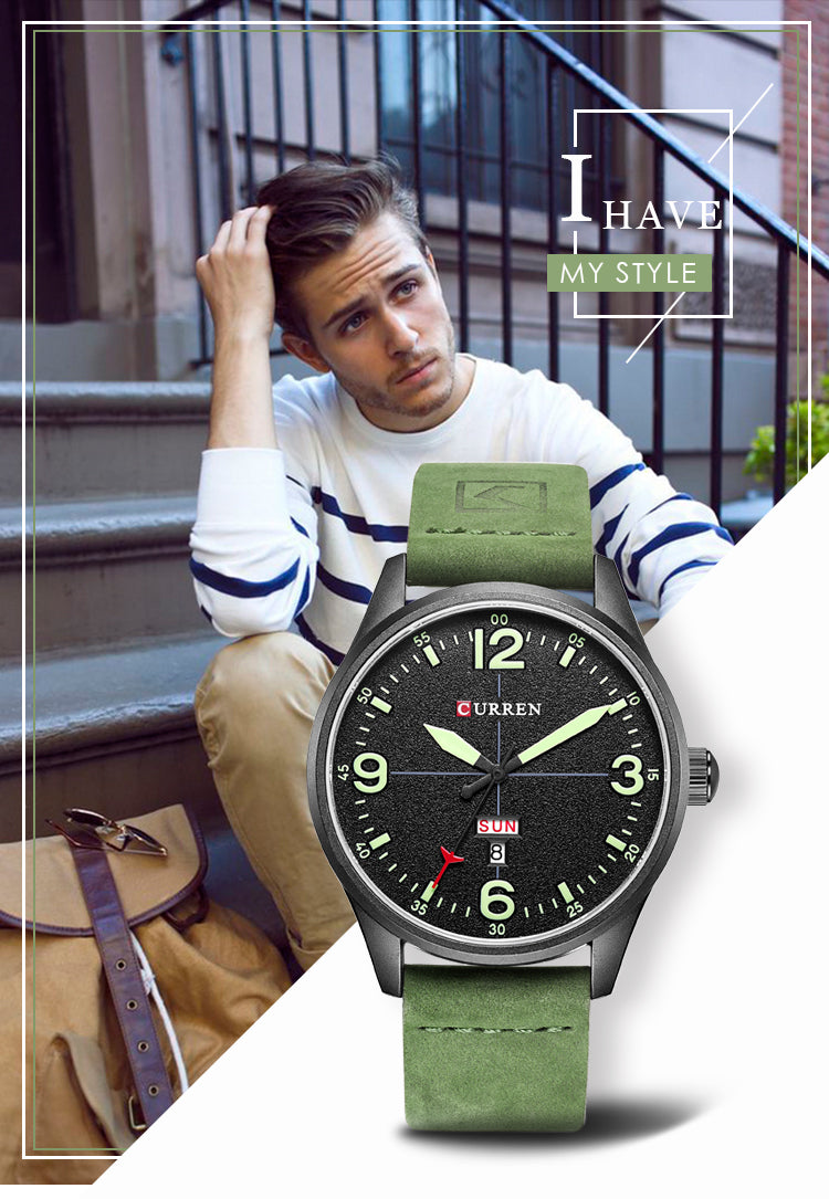 YSYH Brand Luxury Casual Military Quartz Watch Men Wristwatch Leather Strap Calendar erkek kol saati