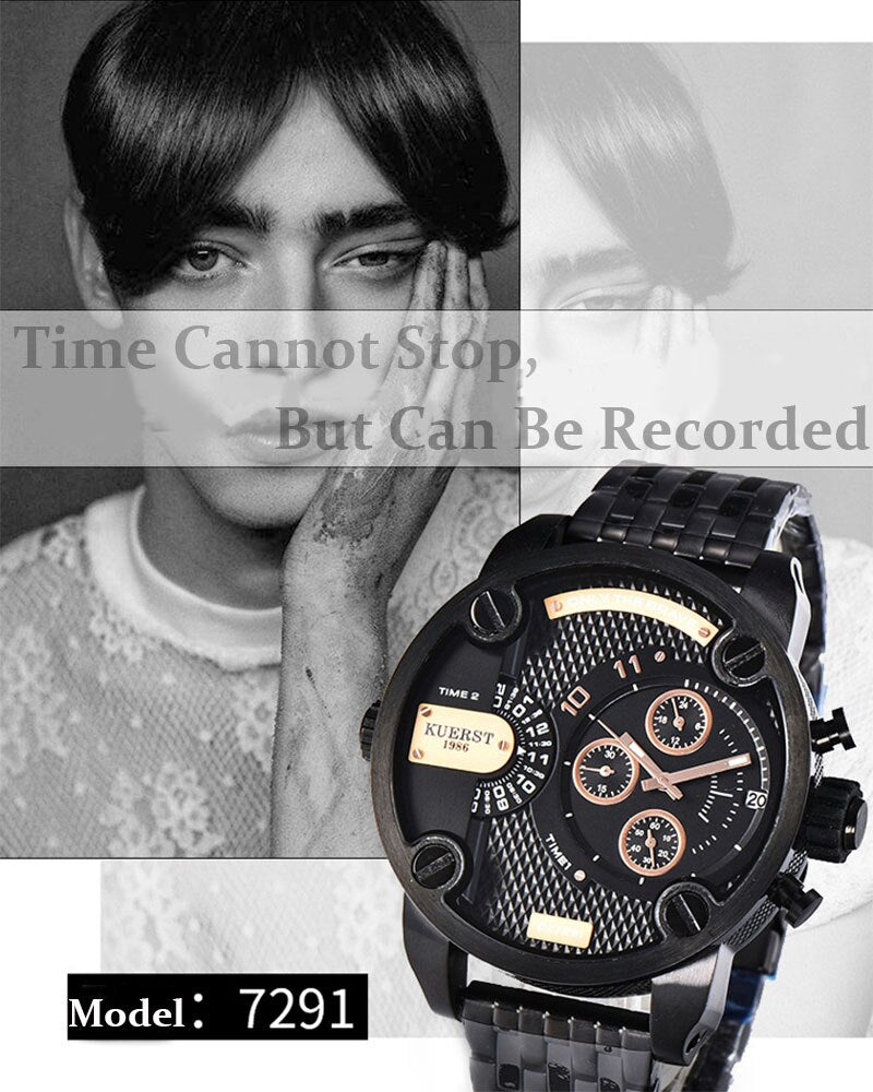 YSYH Man Watches Large Dial Men's Sports Wrist Watch Waterproof Double Time Zone Chronograph Men's Quartz Clock New