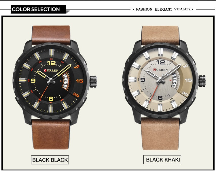 YSYH Men Sports Watches Dial Calendar Quartz Male Clock Leather Strap Watches Montre