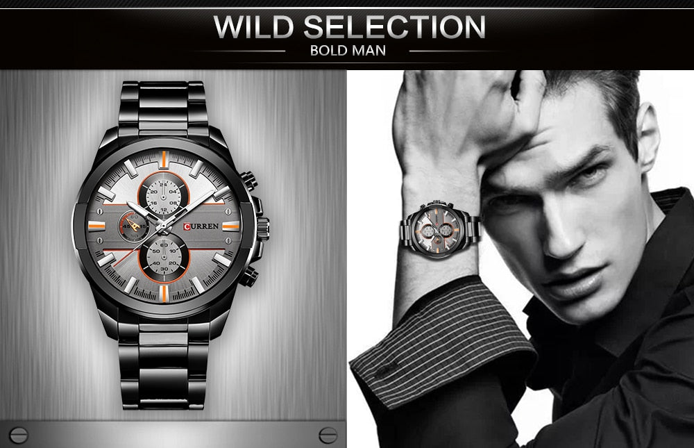YSYH Classic Stainless Steel Strap Watches Men Military Analog Quartz Wristwatch For Mens Clock Casual Male Watch