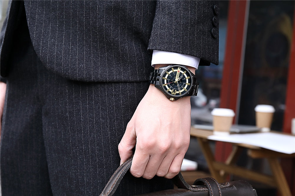 YSYH Gold Watches for Men Watch Business Men's Clock Fashion Quartz Stainless Steel Wrist watches Waterproof