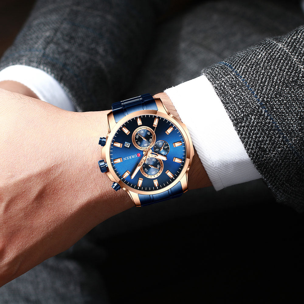 YSYH Fashion Watches Men Coffee Clock Men Quartz Wristwatch Stainless Steel Band Chronograph Watch Male