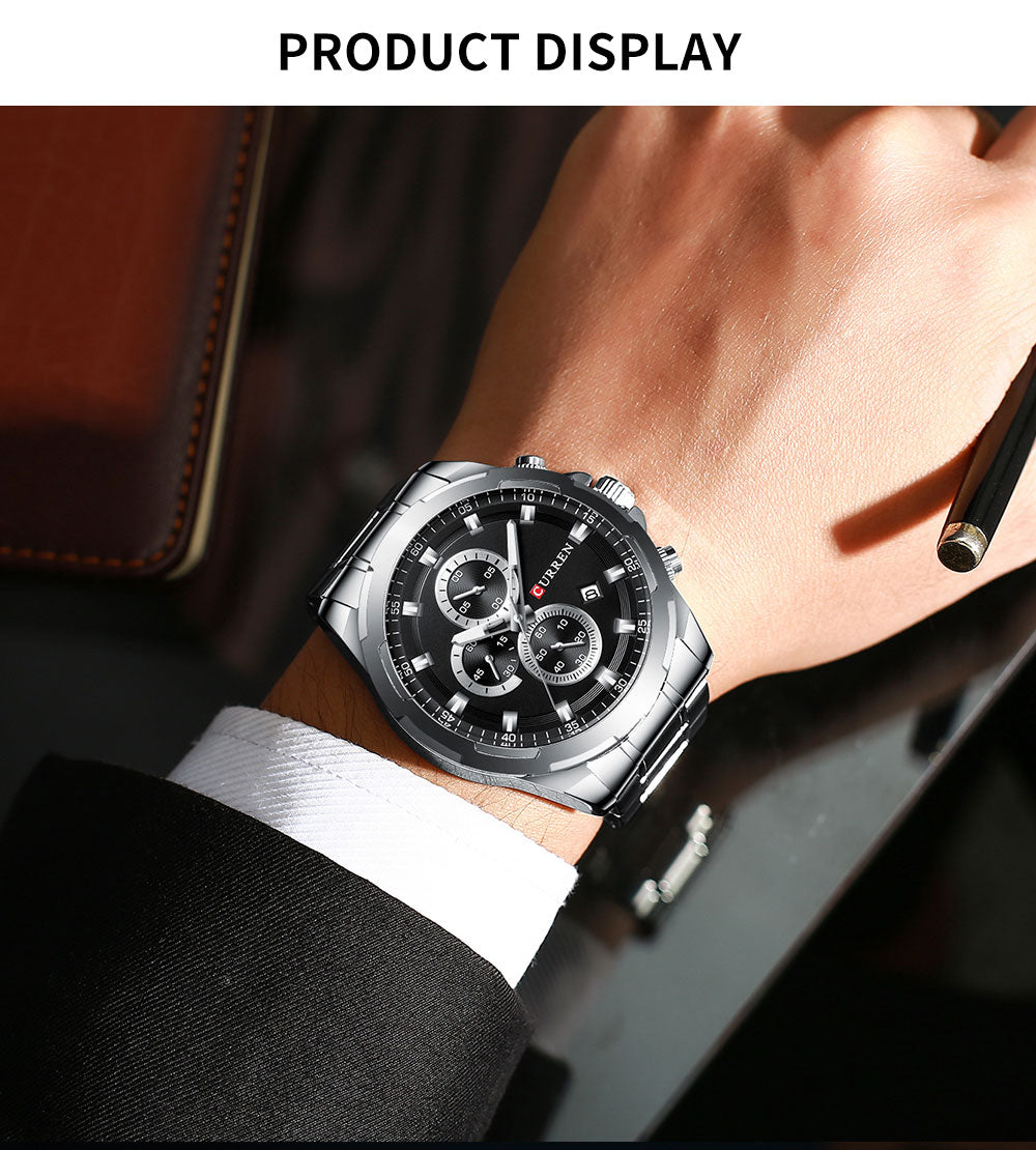 YSYH Watches Men Sport Wristwatch Fashion Business Analog Quartz Watch Male Clock Chronograph Stainless steel Watch