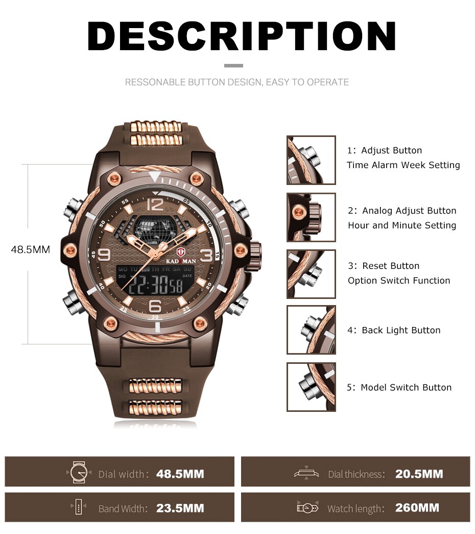 YSYH Fashion Men's Sport Quartz Watch Man Multifunction Waterproof Luminous Wristwatch Men Dual Dispay Clock Horloges Mannen