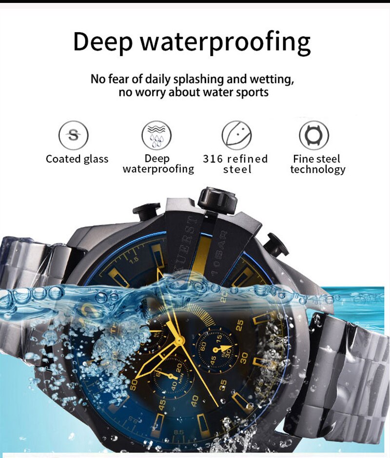 Men's Sport Watch Top Luxury Brand YSYH Waterproof Military Watch Male Gradient Glass Large Dial Multi-function Quartz Clock