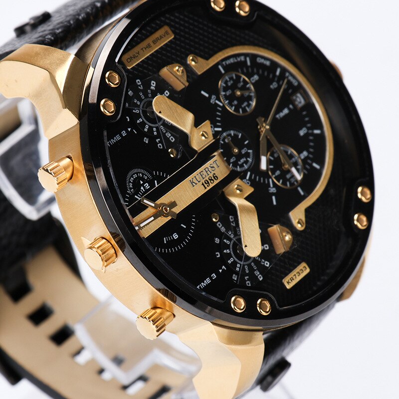 YSYH Men's Gold Watch Luxury Brand Waterproof Sport Quartz Clock Four Time Zone Display Big Dial Wrist Watch Men New