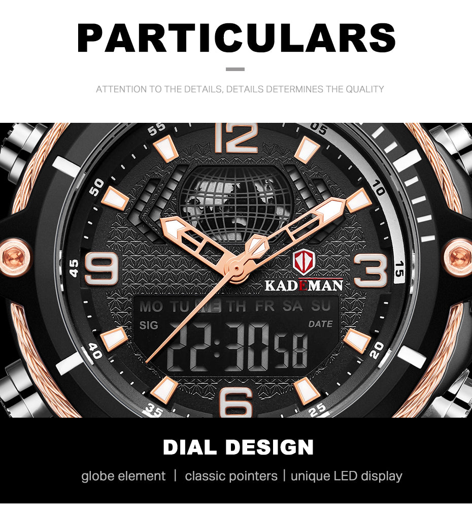 YSYH Fashion Men's Sport Quartz Watch Man Multifunction Waterproof Luminous Wristwatch Men Dual Dispay Clock Horloges Mannen