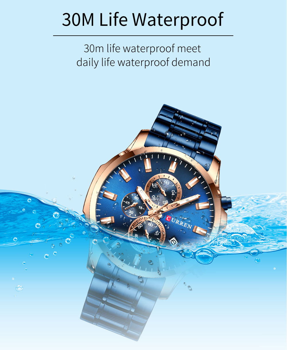 YSYH Fashion Watches Men Coffee Clock Men Quartz Wristwatch Stainless Steel Band Chronograph Watch Male