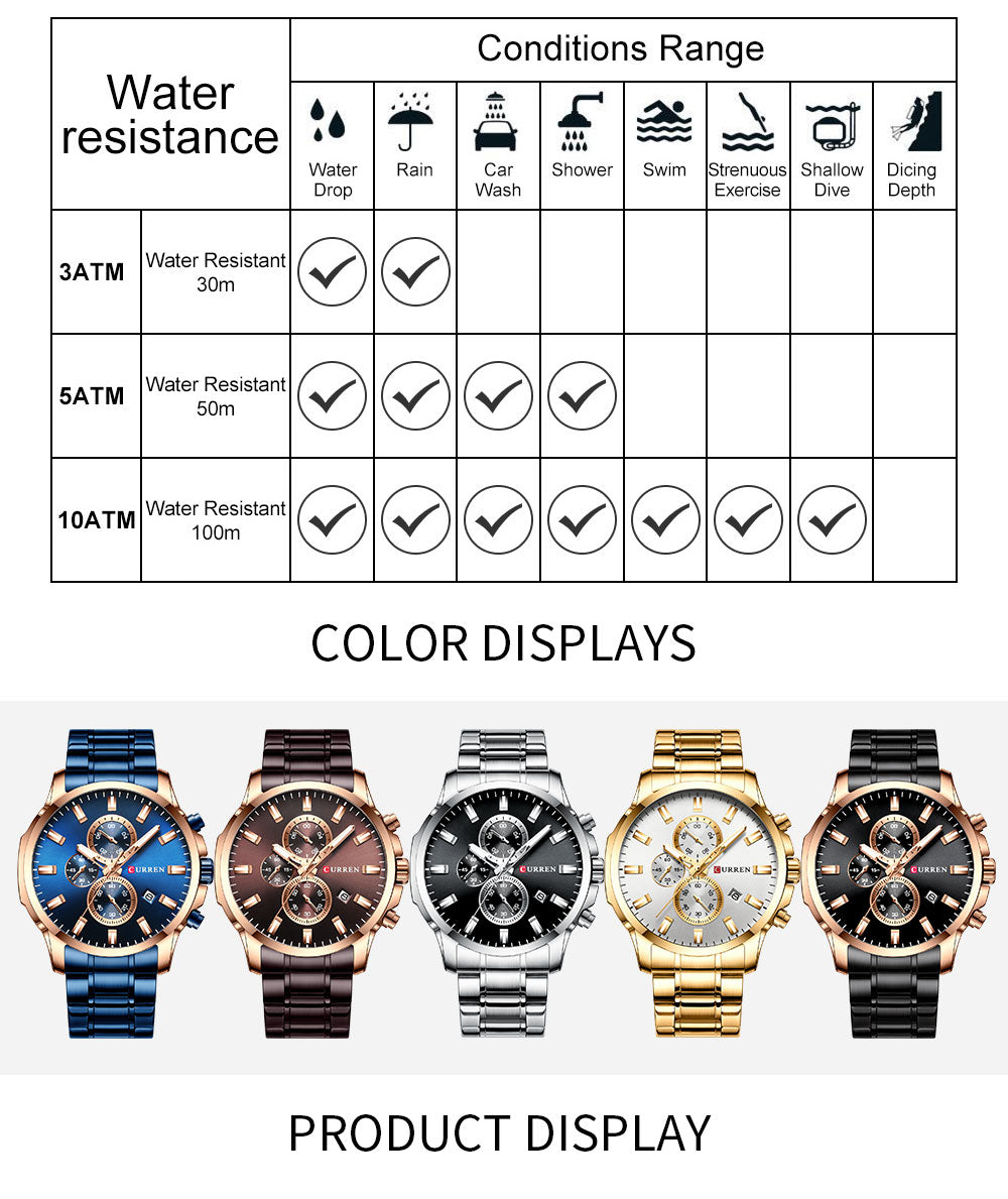 YSYH Fashion Watches Men Coffee Clock Men Quartz Wristwatch Stainless Steel Band Chronograph Watch Male