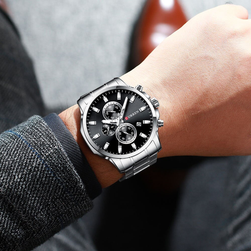 YSYH Fashion Watches Men Coffee Clock Men Quartz Wristwatch Stainless Steel Band Chronograph Watch Male