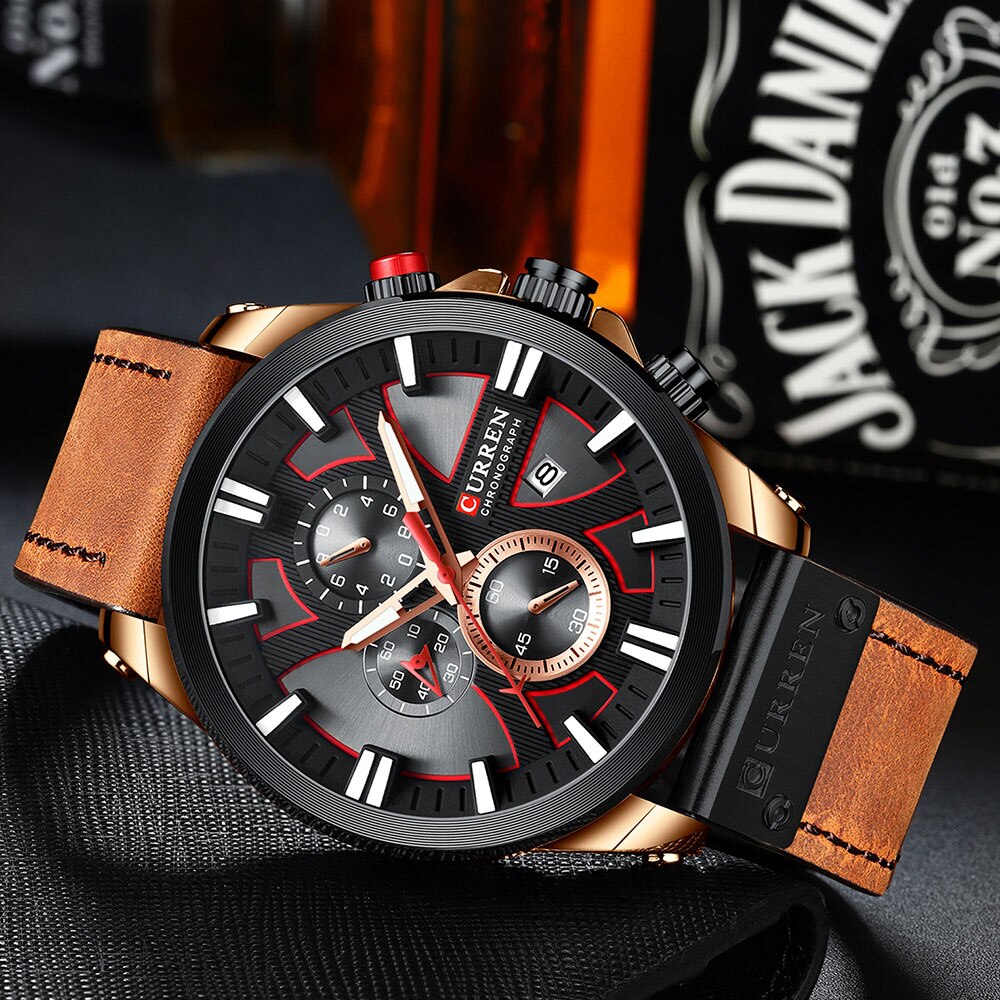 Men Watch Wrist YSYH Luxury Leather Quartz Clock Chronograph Wristwatch
