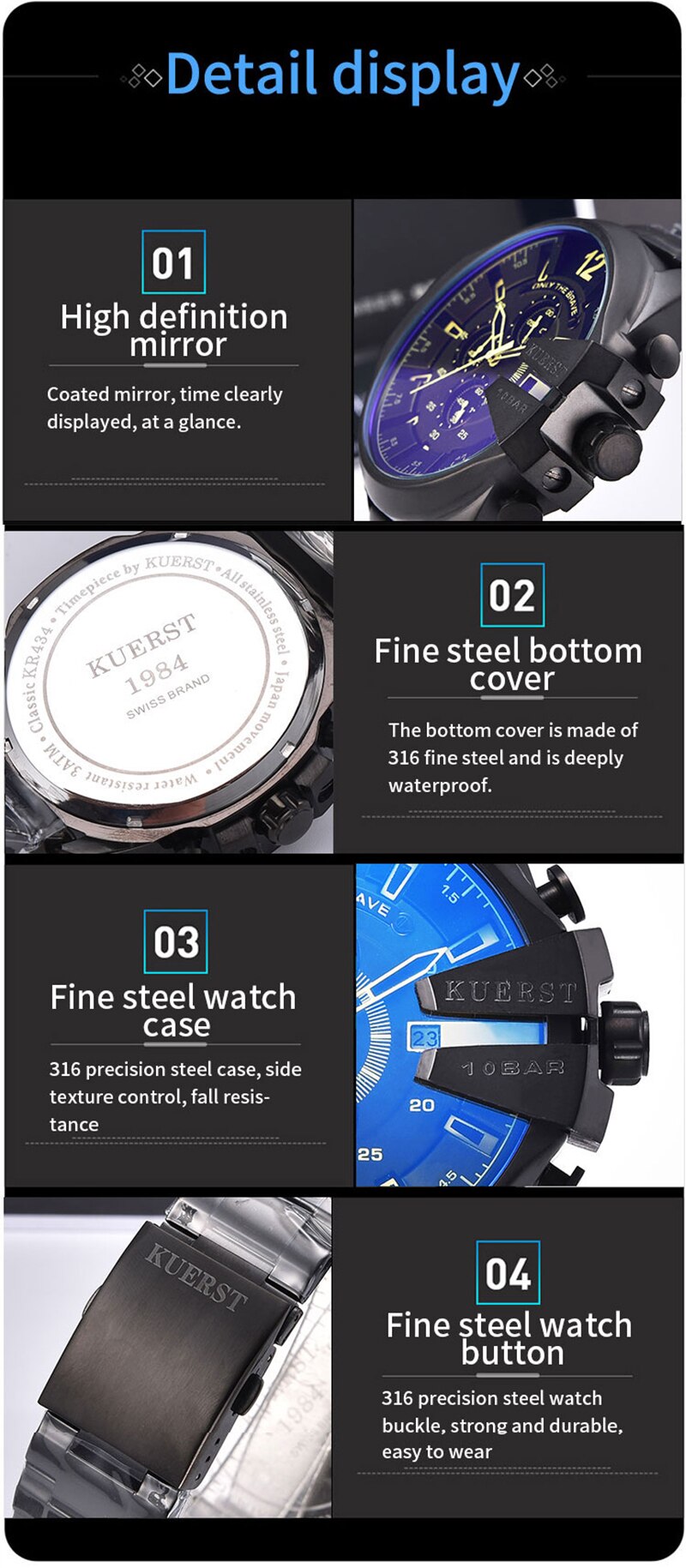 Men's Sport Watch Top Luxury Brand YSYH Waterproof Military Watch Male Gradient Glass Large Dial Multi-function Quartz Clock