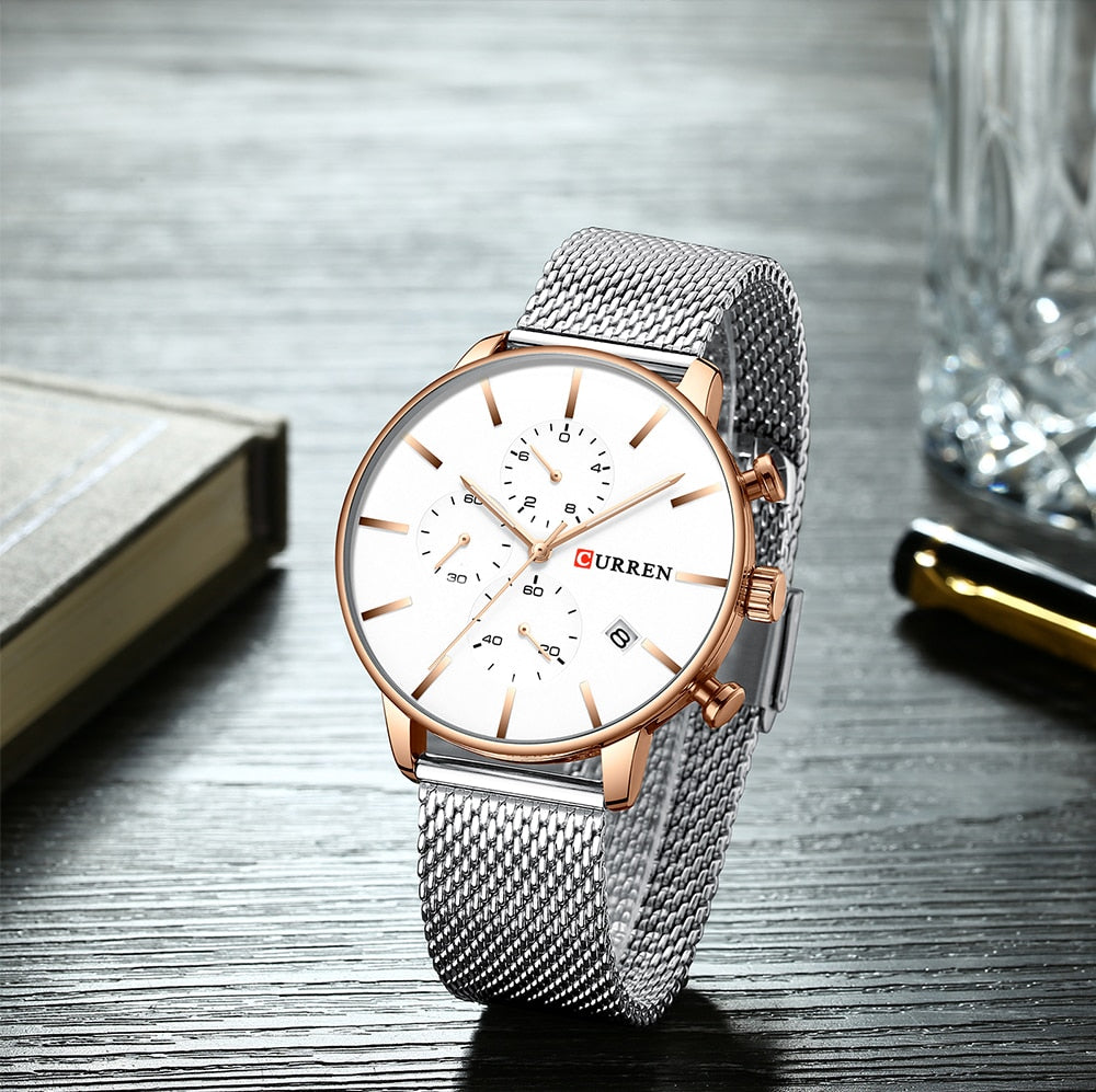 YSYH Men Luxury Quartz Military Watch Stainless Steel Band Wrist Watches Clock Date Dropshipping