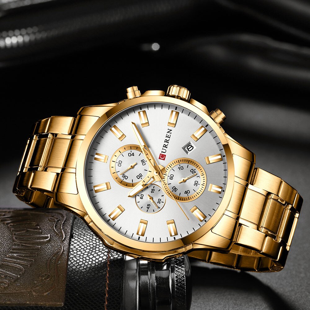 YSYH Fashion Watches Men Coffee Clock Men Quartz Wristwatch Stainless Steel Band Chronograph Watch Male