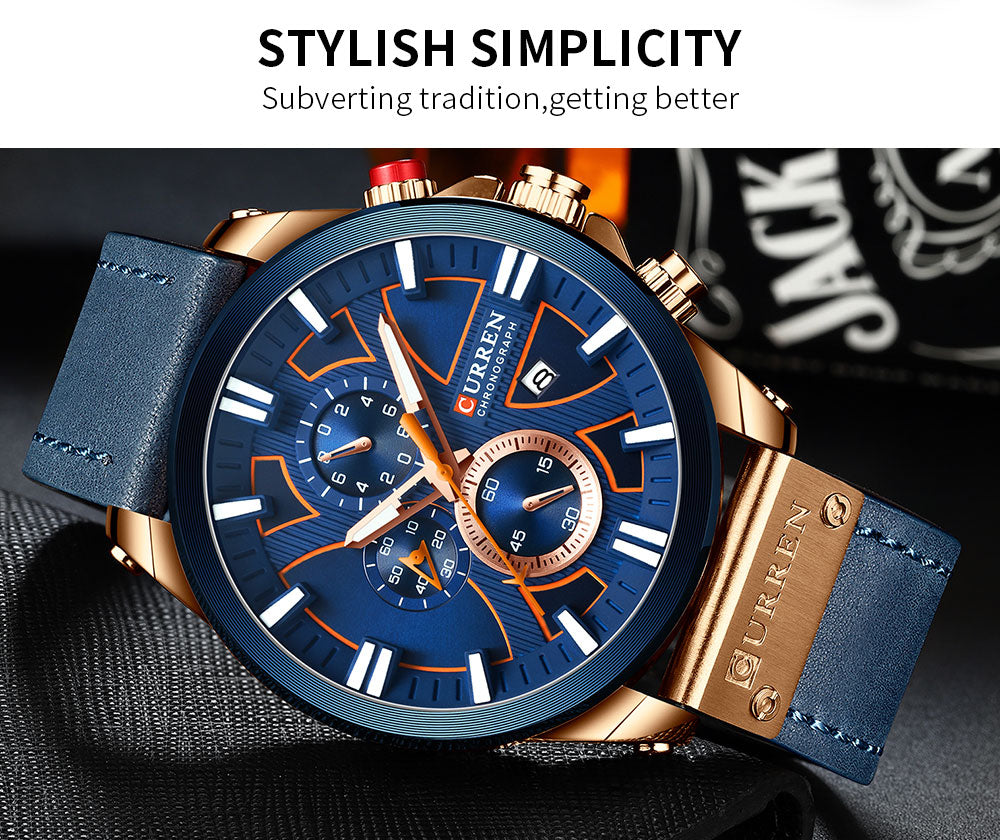 Men Watch Wrist YSYH Luxury Leather Quartz Clock Chronograph Wristwatch