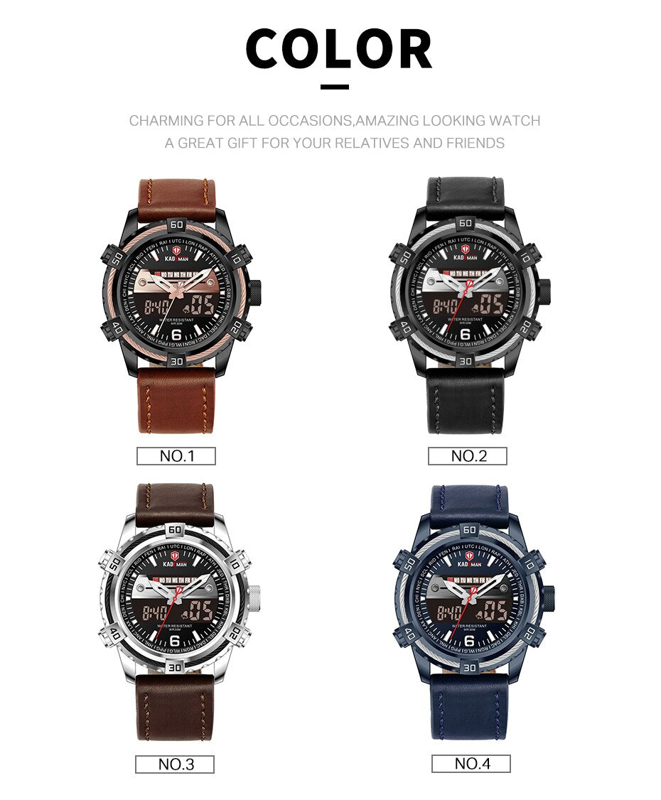 Luxury Male Watch with Alarm Clock Luminous Dial Digital Quartz Top Brand Man Watches New Dual Display Men's Watch