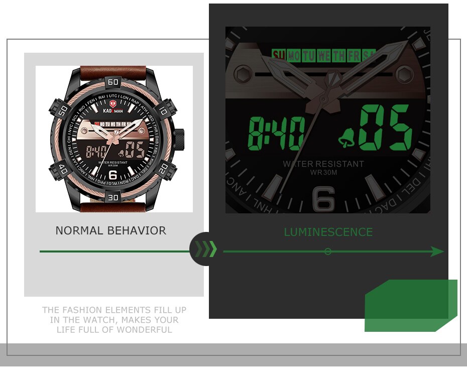 Luxury Male Watch with Alarm Clock Luminous Dial Digital Quartz Top Brand Man Watches New Dual Display Men's Watch