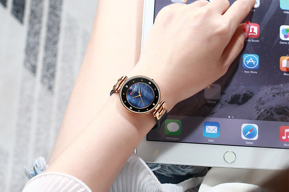 YSYH Women Watches Reloj Mujer Luxury Leather Strap Wristwatch for Women Blue Clock Stylish Quartz Ladies Watch