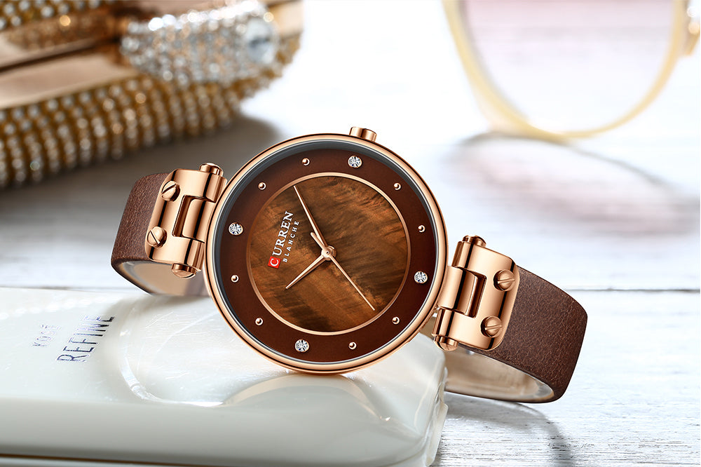 YSYH Simple Rhinestones Charming Watch for Ladies Quartz Watches Leather Strap Clock Female Wristwatch Dress Women's Watch