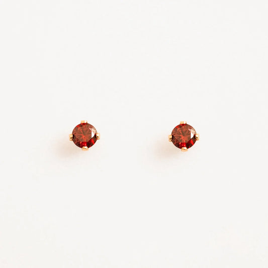 January Birthstone Stud Earrings (Garnet)