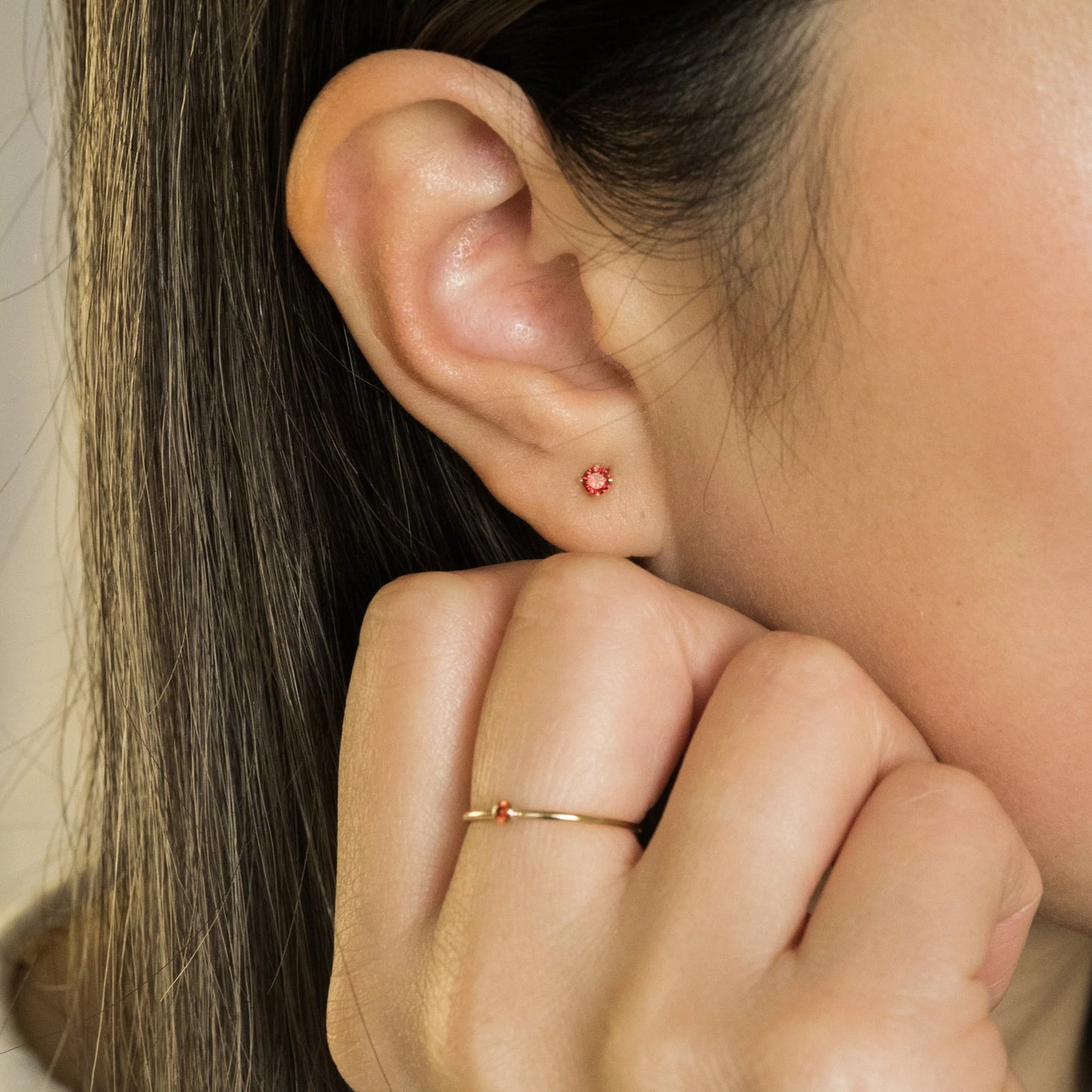 July Birthstone Stud Earrings (Ruby)