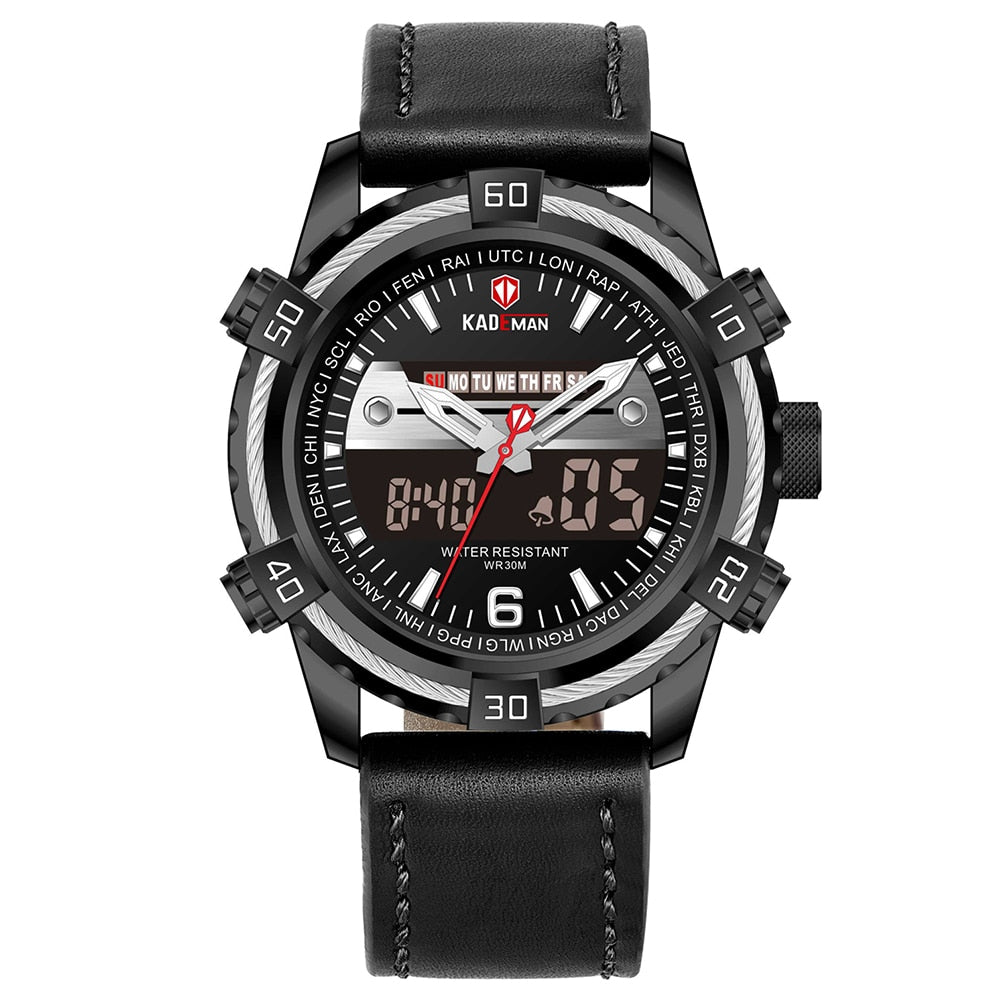 Luxury Male Watch with Alarm Clock Luminous Dial Digital Quartz Top Brand Man Watches New Dual Display Men's Watch