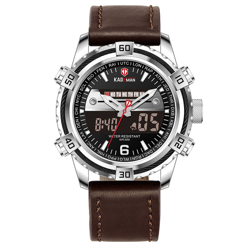 Luxury Male Watch with Alarm Clock Luminous Dial Digital Quartz Top Brand Man Watches New Dual Display Men's Watch
