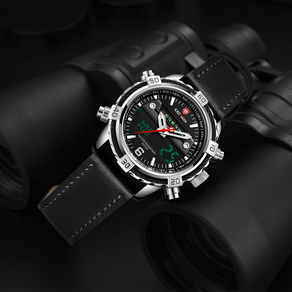 Luxury Male Watch with Alarm Clock Luminous Dial Digital Quartz Top Brand Man Watches New Dual Display Men's Watch