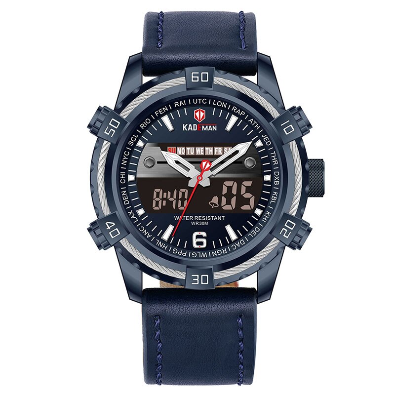 Luxury Male Watch with Alarm Clock Luminous Dial Digital Quartz Top Brand Man Watches New Dual Display Men's Watch