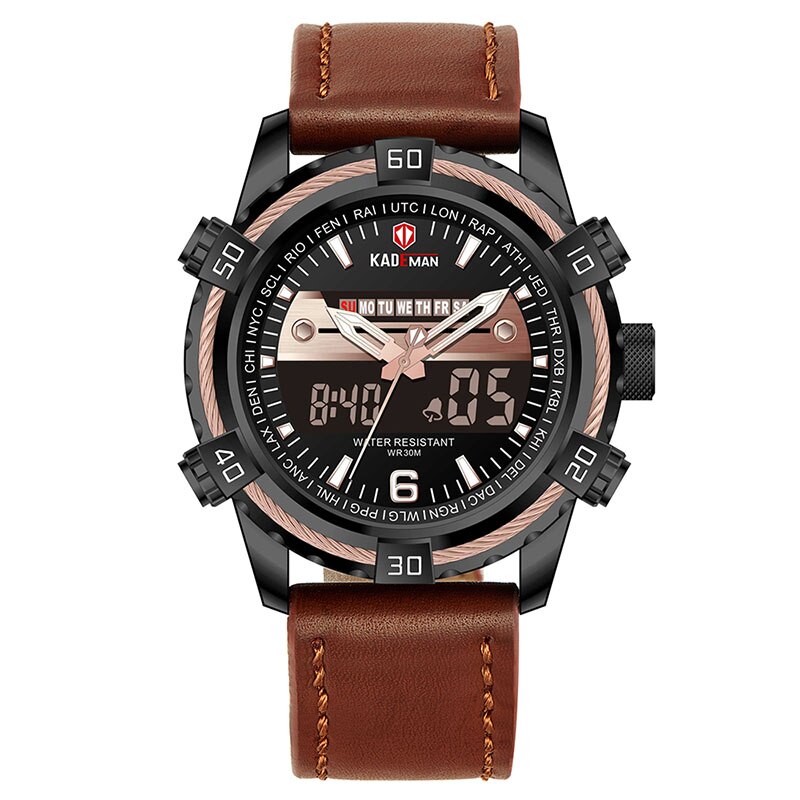 Luxury Male Watch with Alarm Clock Luminous Dial Digital Quartz Top Brand Man Watches New Dual Display Men's Watch