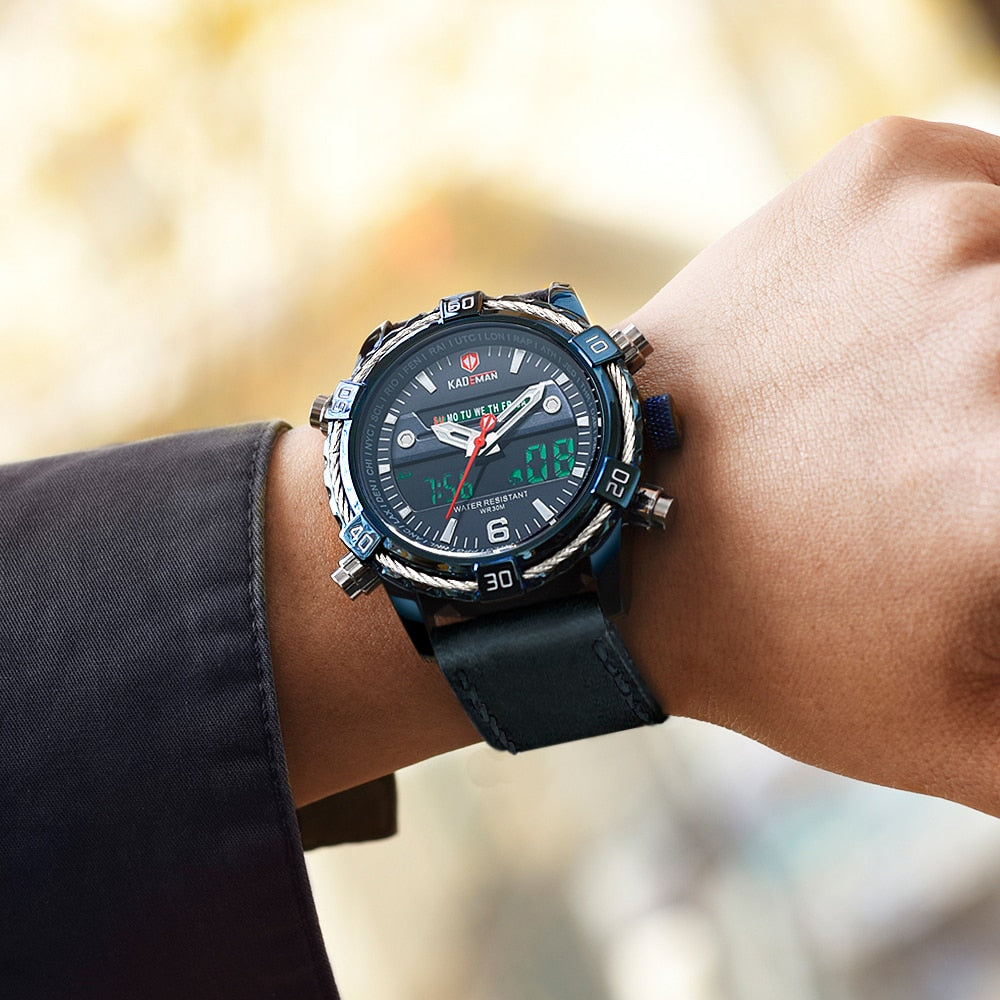 Luxury Male Watch with Alarm Clock Luminous Dial Digital Quartz Top Brand Man Watches New Dual Display Men's Watch